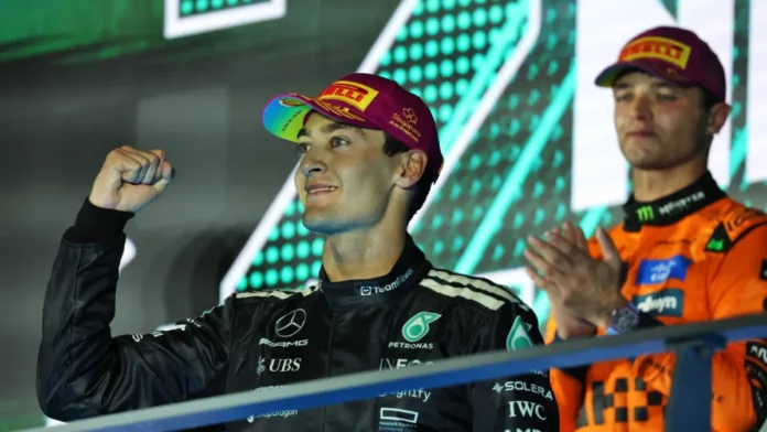 George Russell sur le podium.